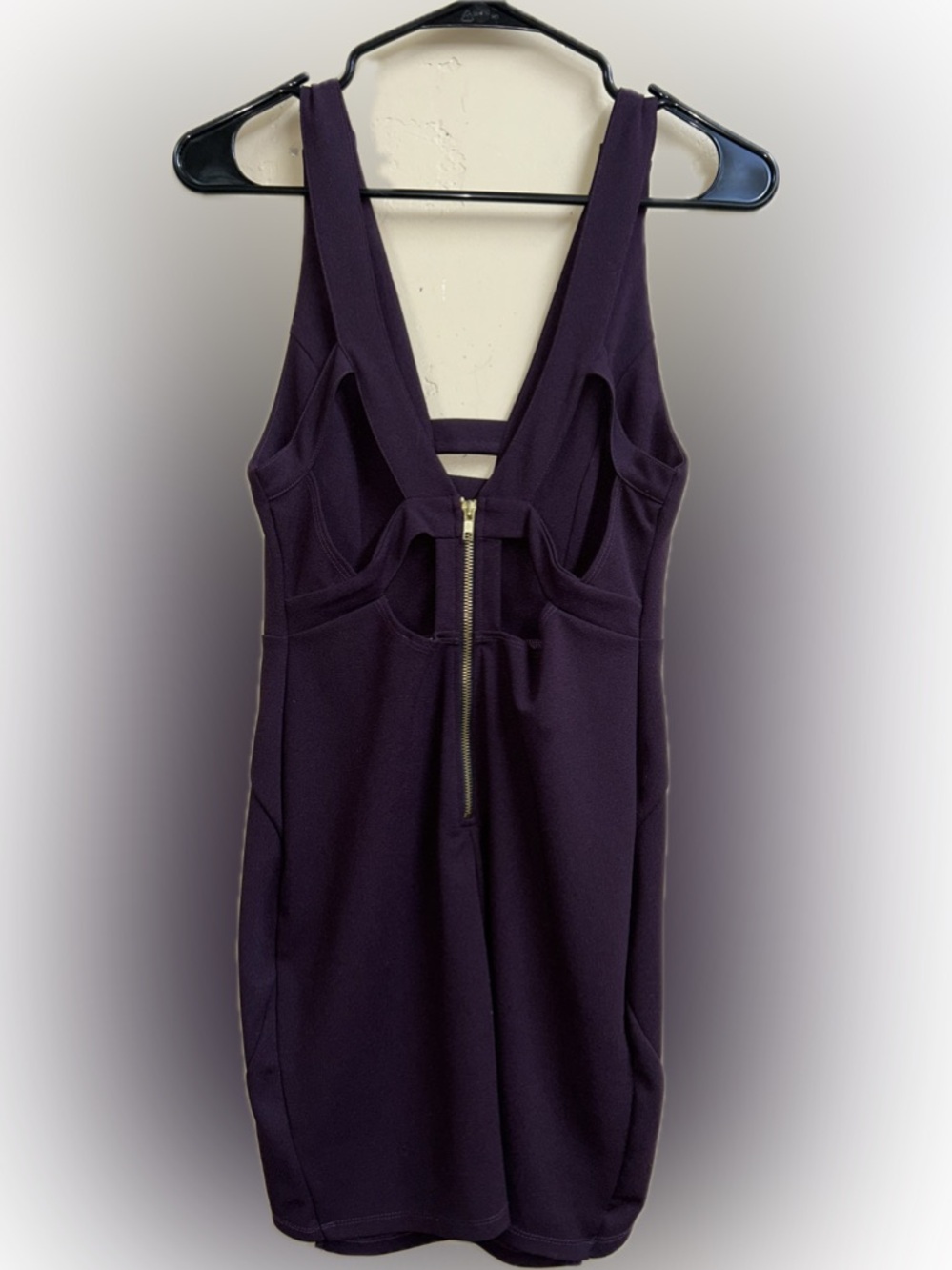 🔥5/$35🔥Charlotte Russe Deep Purple V-Neck Bodycon Mini Dress | Size S - Picture 3 of 6